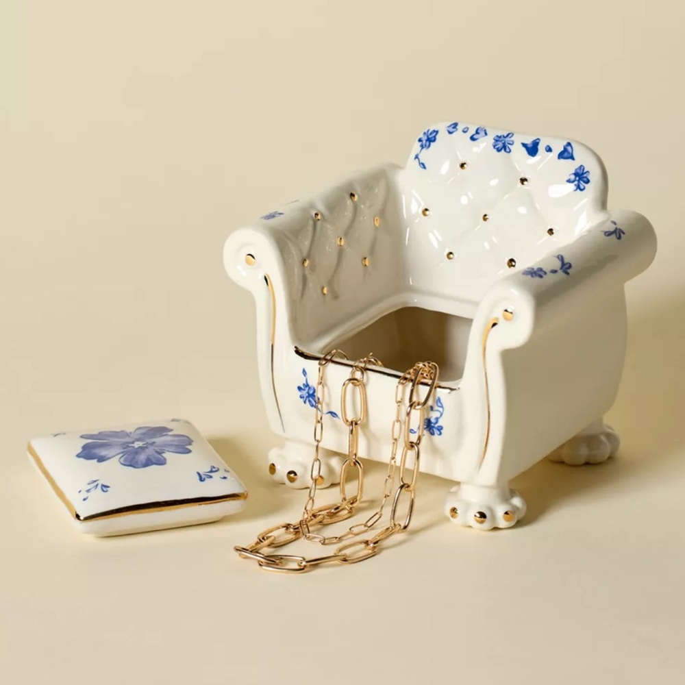 Urban Outfitters Home Amelie Chair Trinket Dish in Blue/White | NWT